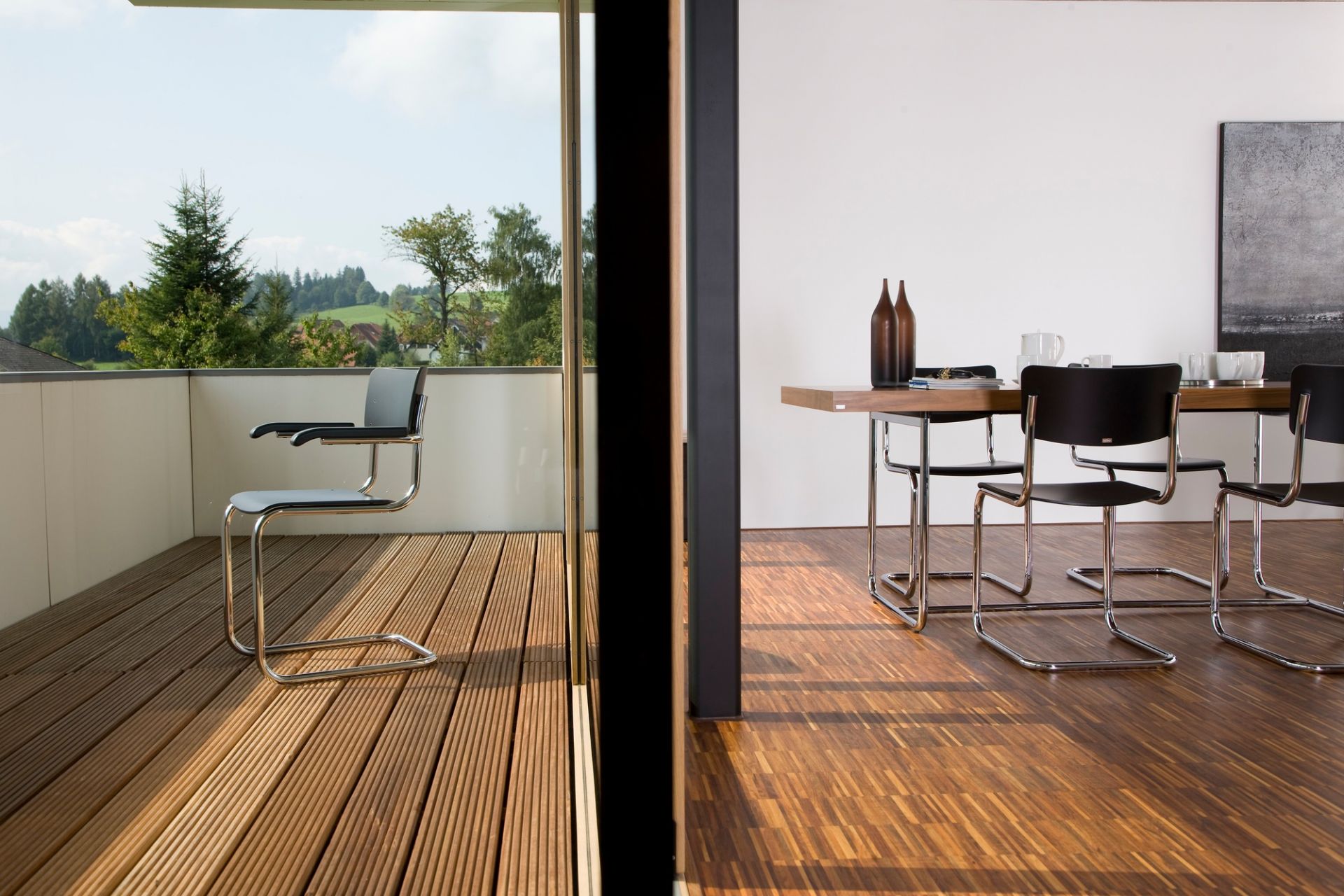 S 43 Stahlrohr Klassiker Freischwinger Thonet Schwarz - Chrom