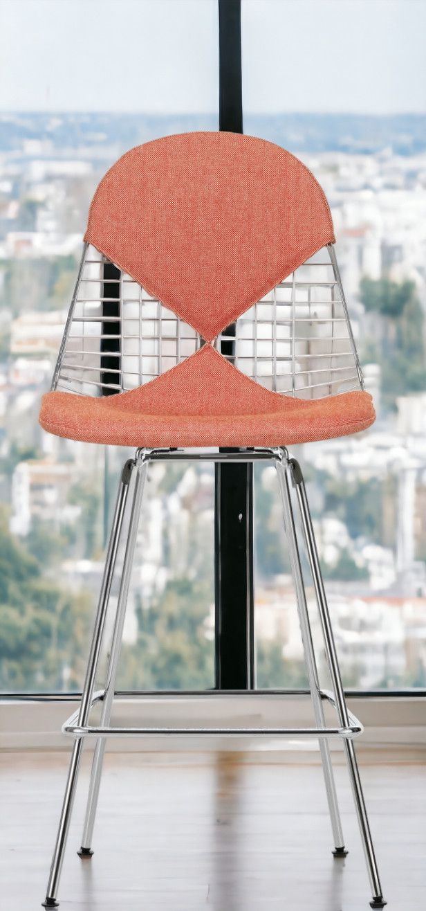 Eames Wire Bar Stool Barhocker Medium mit Sitz- und Rückenpolster Vitra