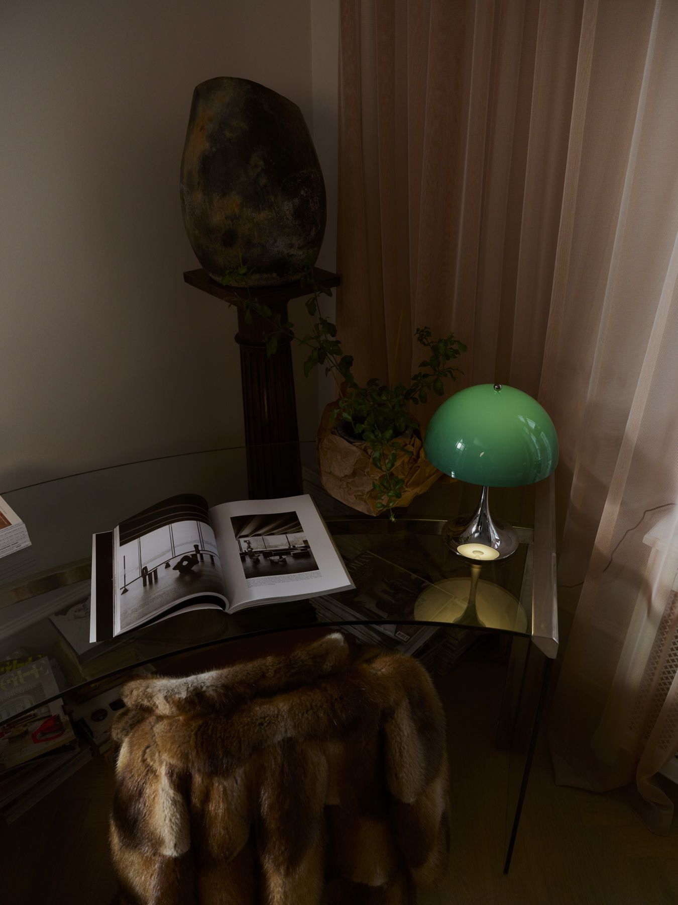 Panthella 160 Portable Lamp Chrom Tischleuchte / Akkuleuchte Louis Poulsen