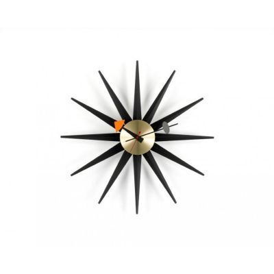 Sunburst Clock Uhr - schwarz / messing Wanduhr Vitra