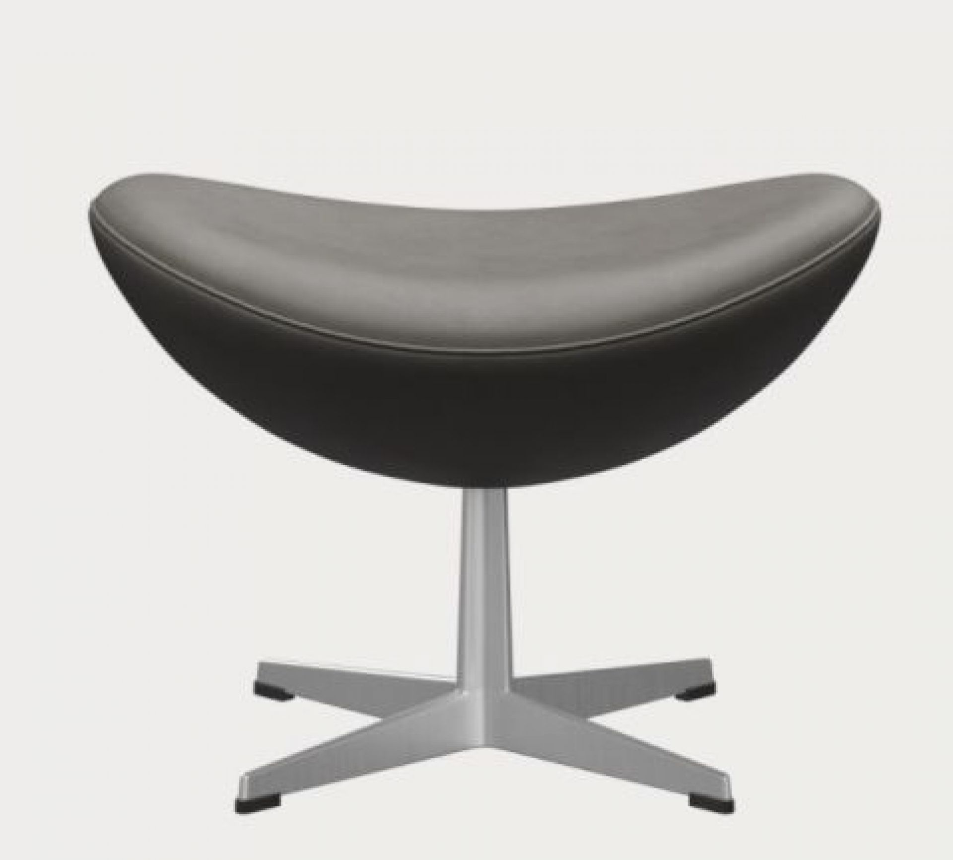 Egg Chair Hocker: Leder Lava, Fritz Hansen Design, bequeme Fußablage mit Aluminiumfuß.