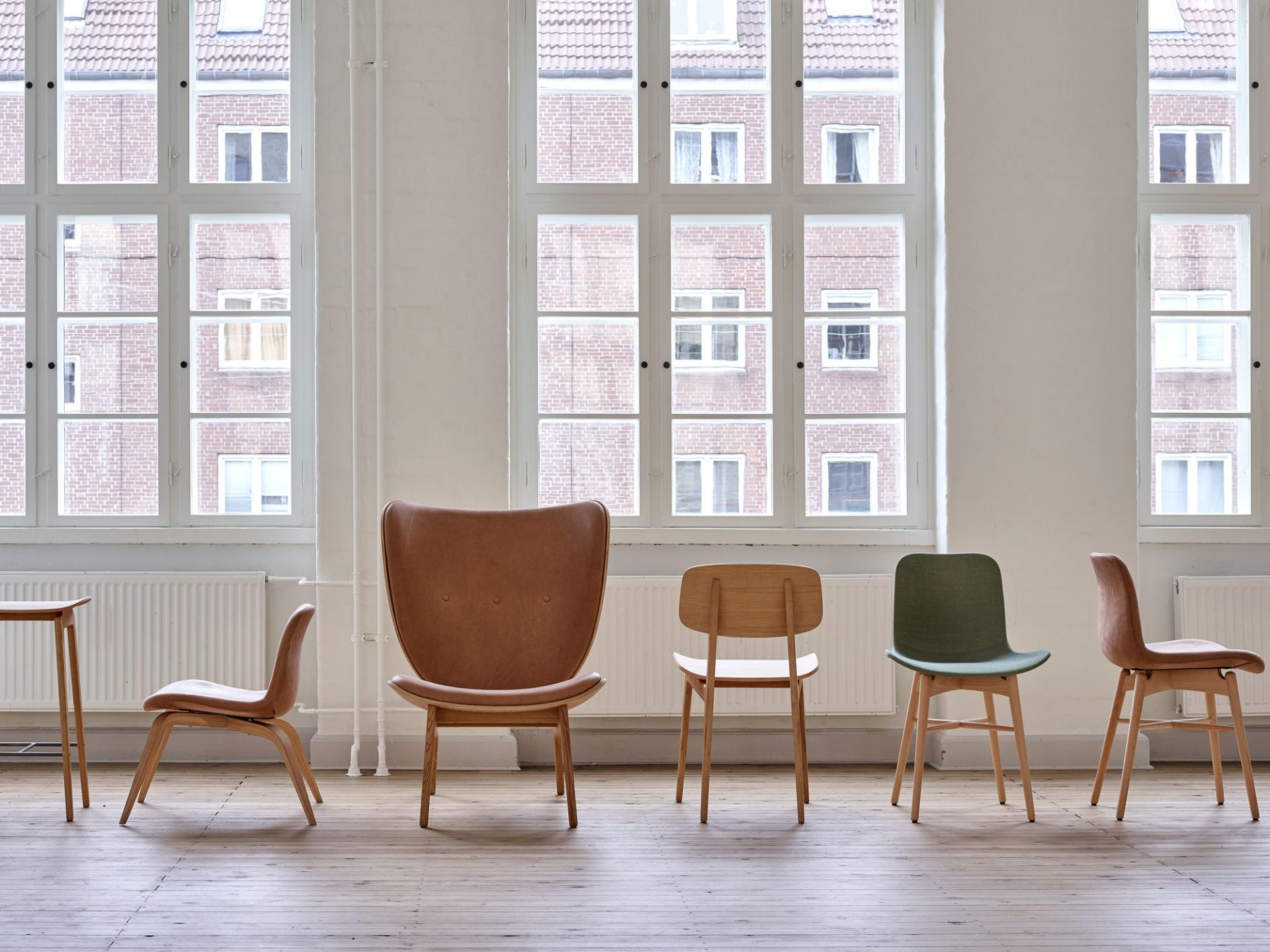 Elephant Lounge Sessel Eiche natur / Leder Dunes Camel