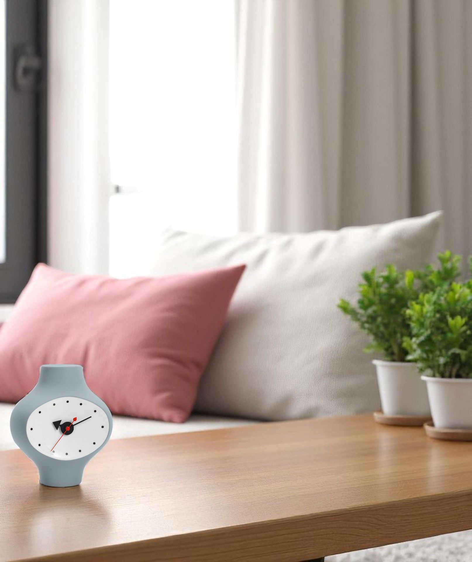 Desk Ceramic Clock Tischuhr Hellgrau-blau Vitra EINZELSTÜCK
