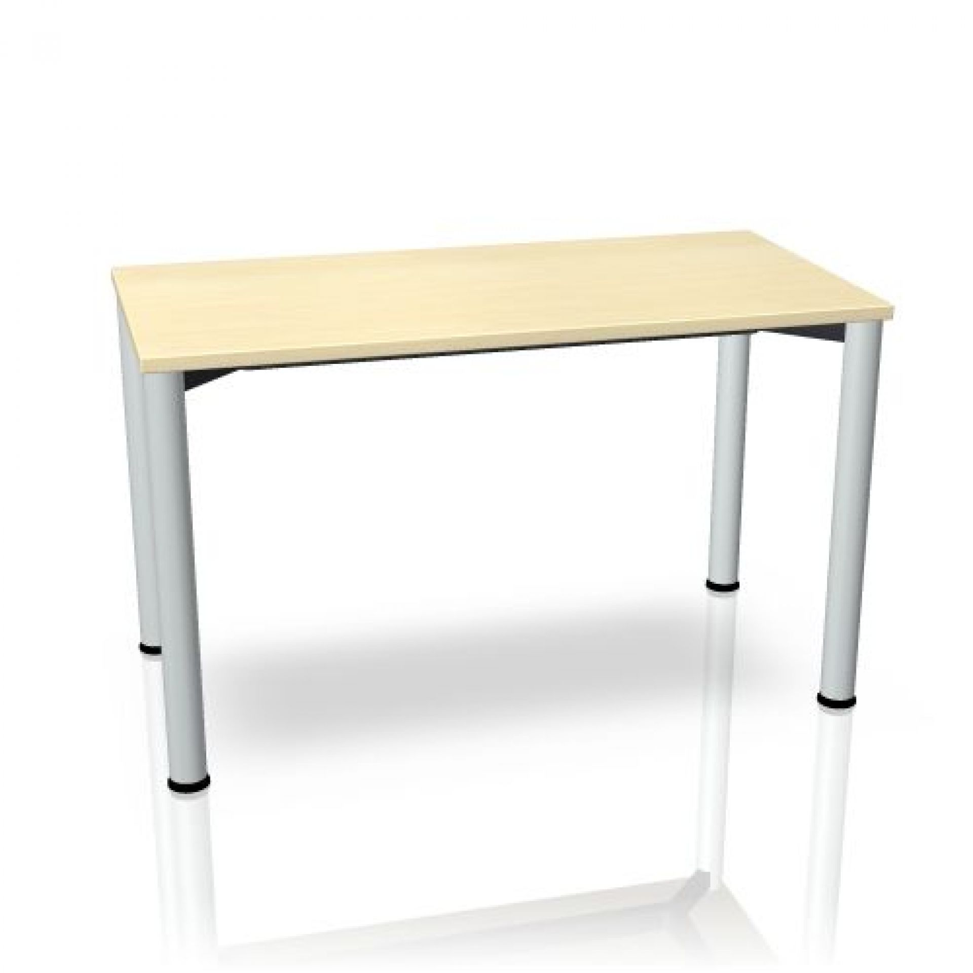 Systo Tec Tisch von Palmberg: Rechteckiger Besprechungstisch mit heller Tischplatte und silbernen Beinen. Büromöbel für Konferenzräume.