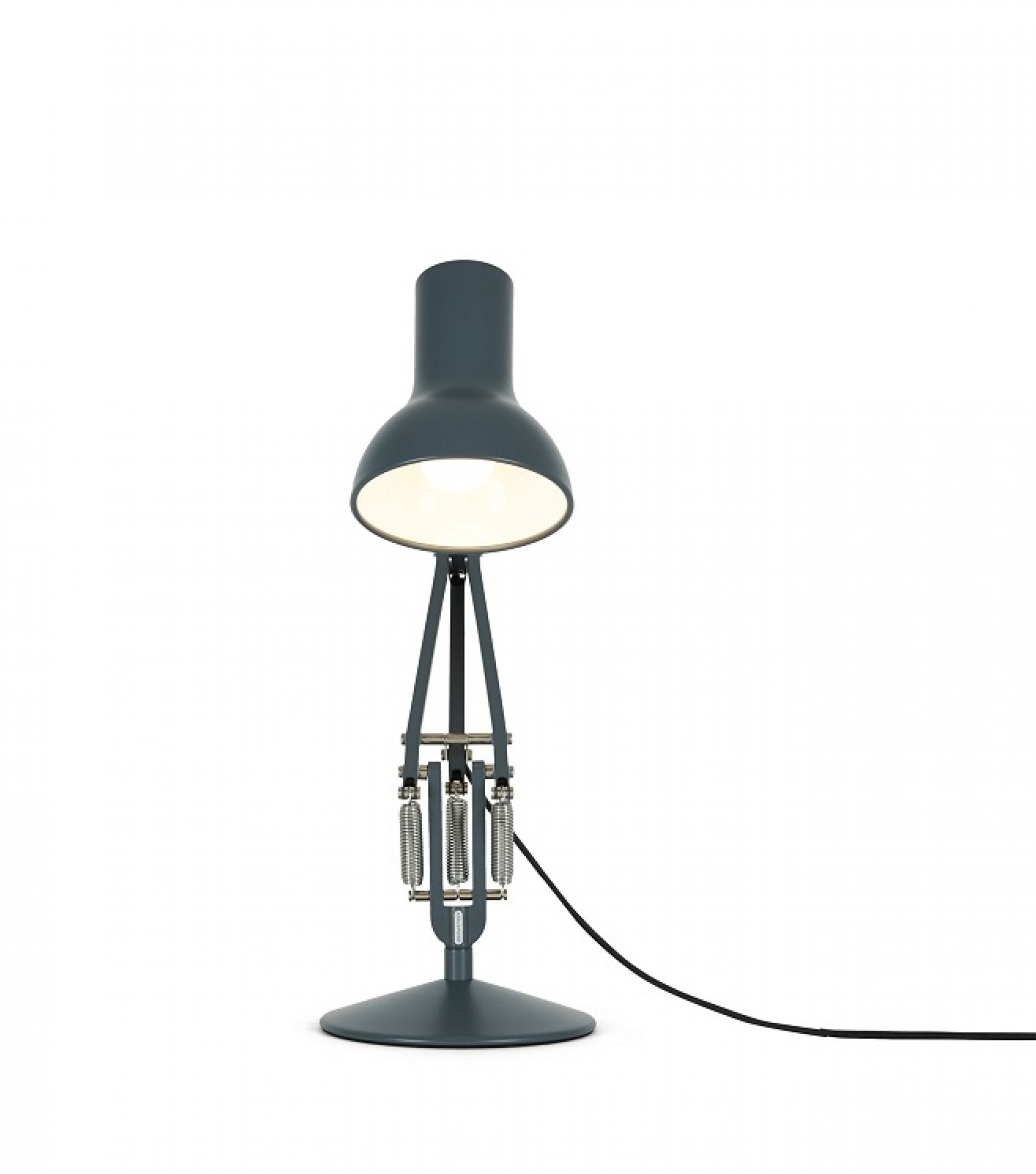 Type 75 Mini Anglepoise Tischleuchte in Schiefergrau, moderne Schreibtischlampe mit verstellbarem Arm.