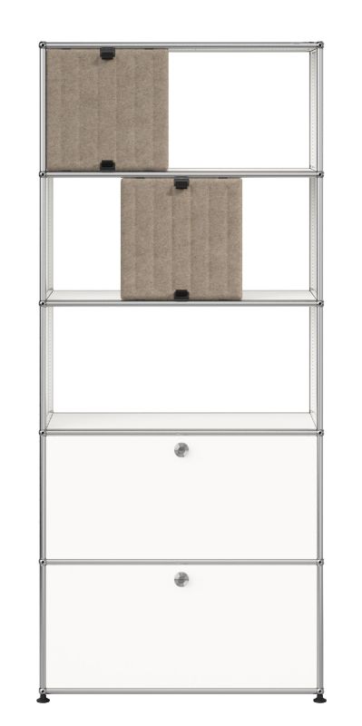 USM Haller Regal mit Soft Panels M69 Reinweiss-Taupe