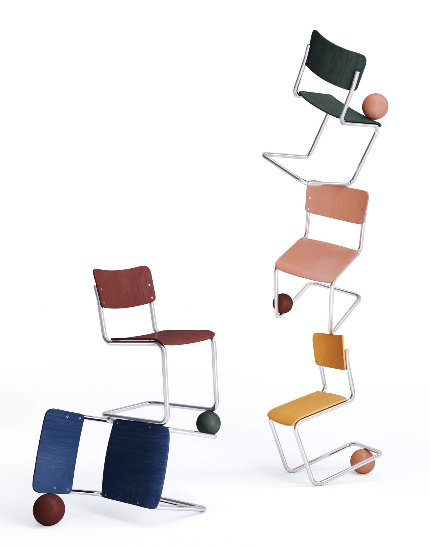 S 43 K Kinderstuhl Freischwinger Thonet  Bernsteingelb