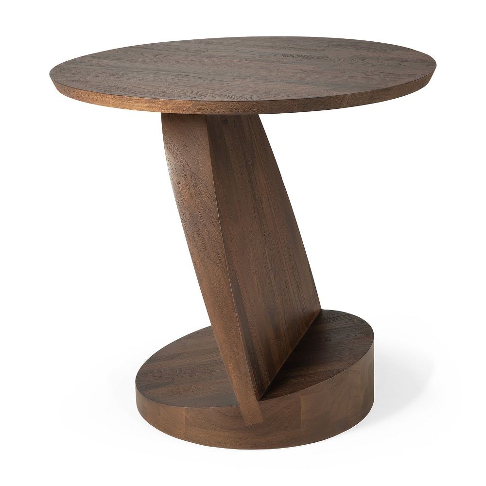 Oblic Beistelltisch rund Teak Ethnicraft