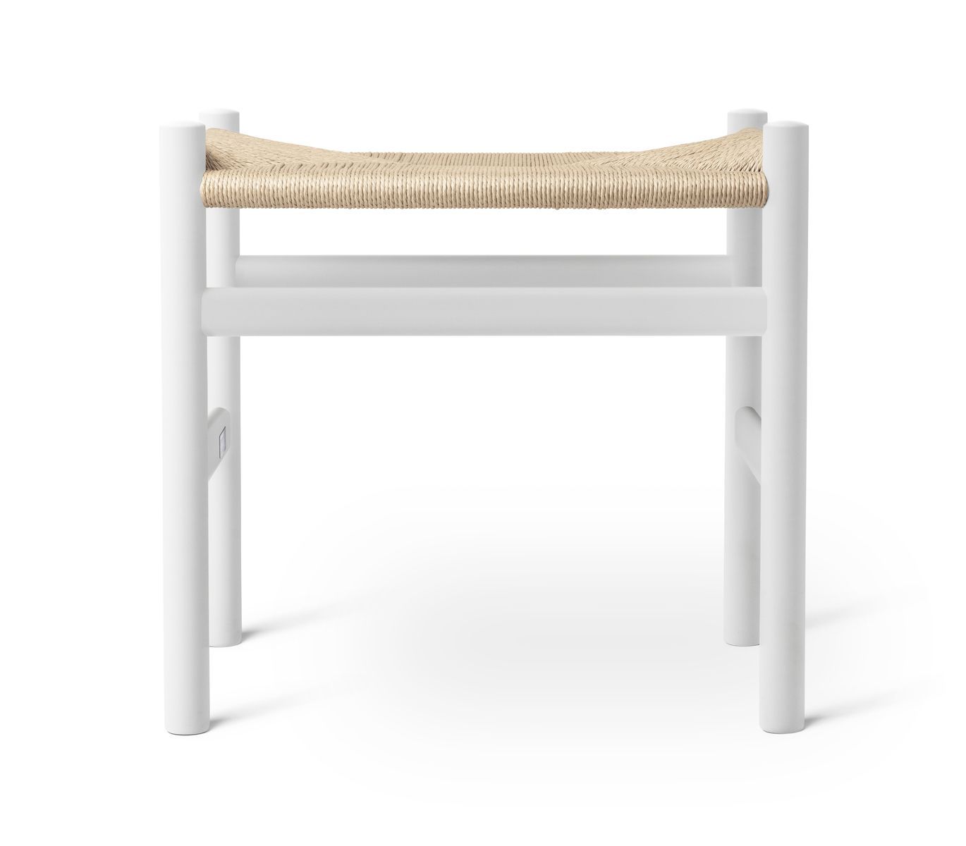 Weißer CH53 Hocker von Carl Hansen & Søn mit Sitzfläche aus natürlichem Papiergarn.