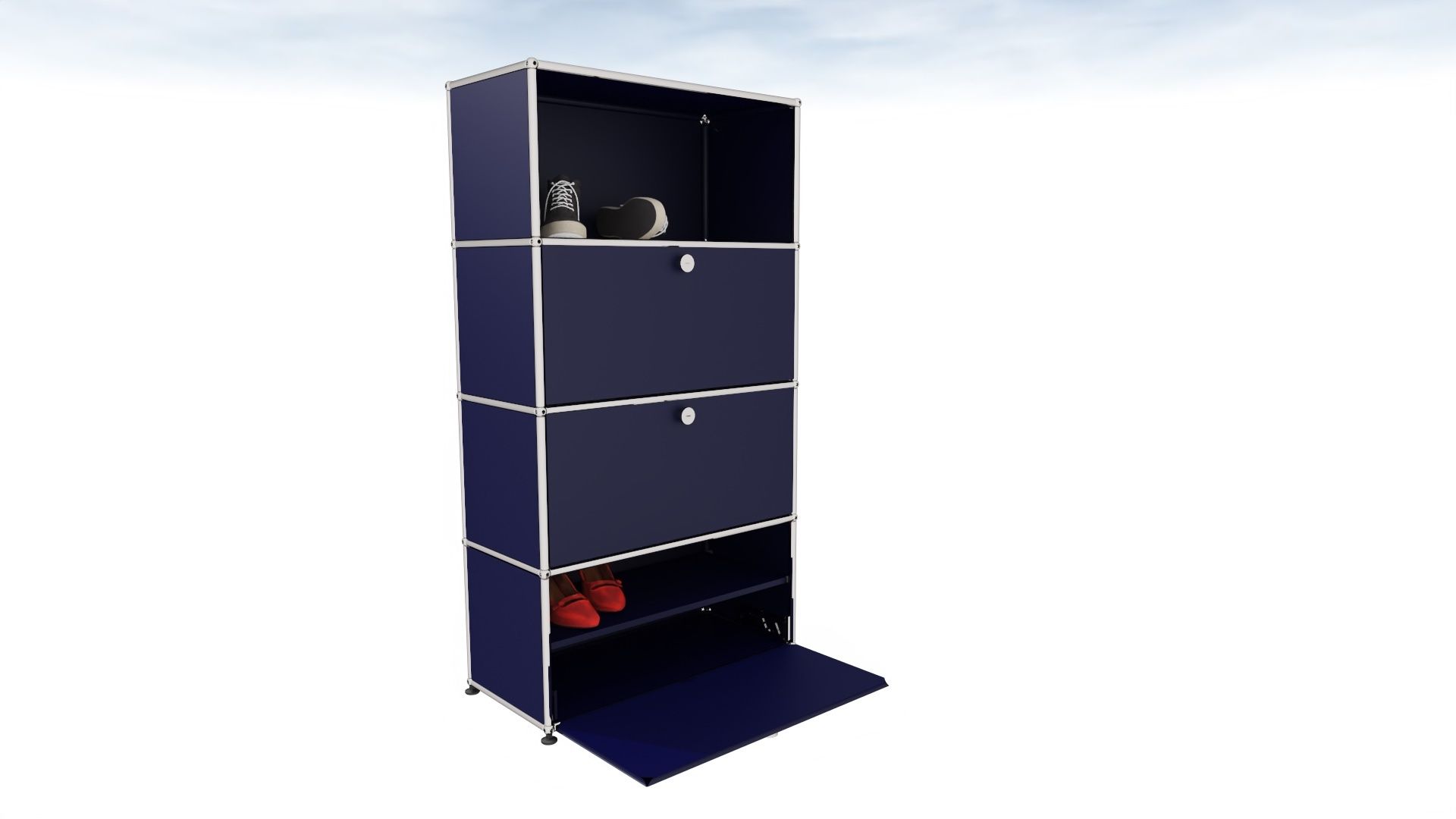 USM Haller Schuhschrank mit Klappe stahlblau