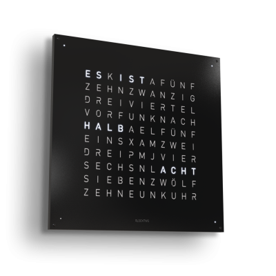 Earth 90 Steel Series Wanduhr / Zeitobjekt Deutsch QLOCKTWO