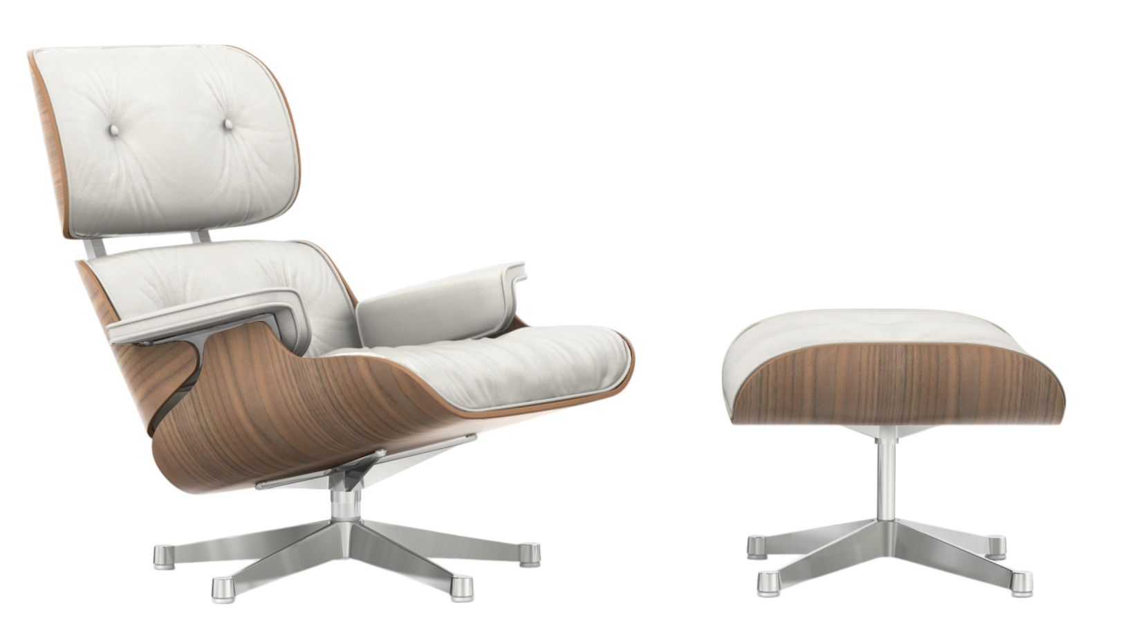 Eames Lounge Chair & Ottoman Nussbaum weiß Sessel Vitra