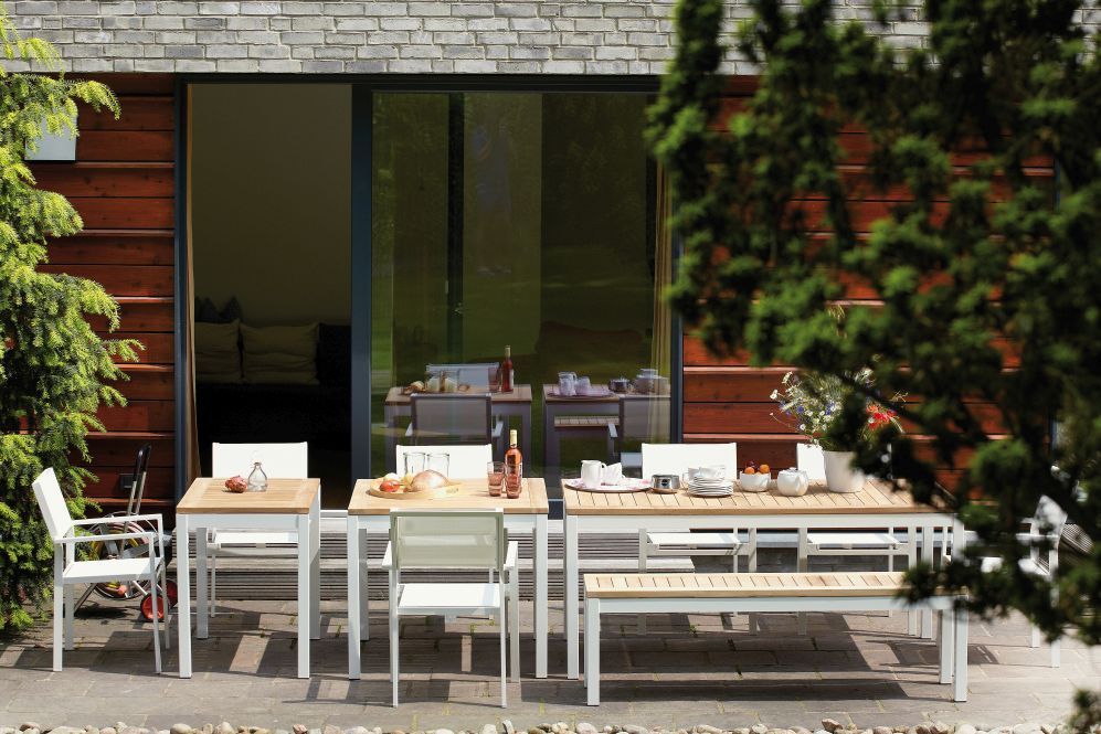 Gestell (OHNE Platte) für Contract Table Weiß 80x80 cm Aluminium pulverbeschichtet Jan Kurtz