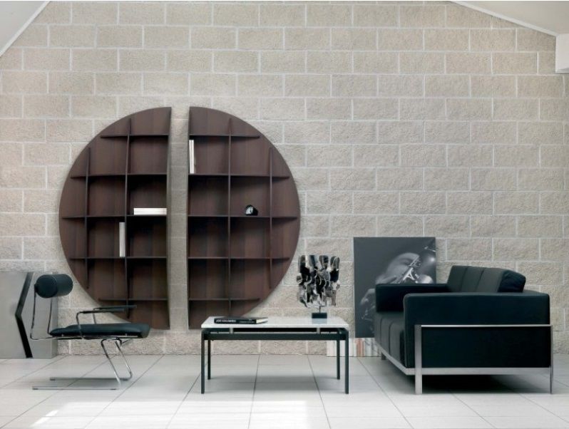 Continental 2 Sphärisches Bücherregal Holz Nussbaum Industrie Carnovali 1 Hälfte