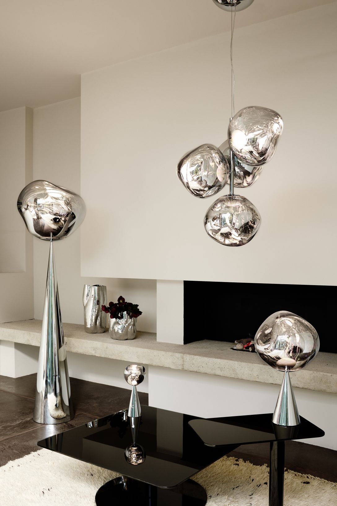 Melt Cone Fat Tischleuchte silber - opal Tom Dixon