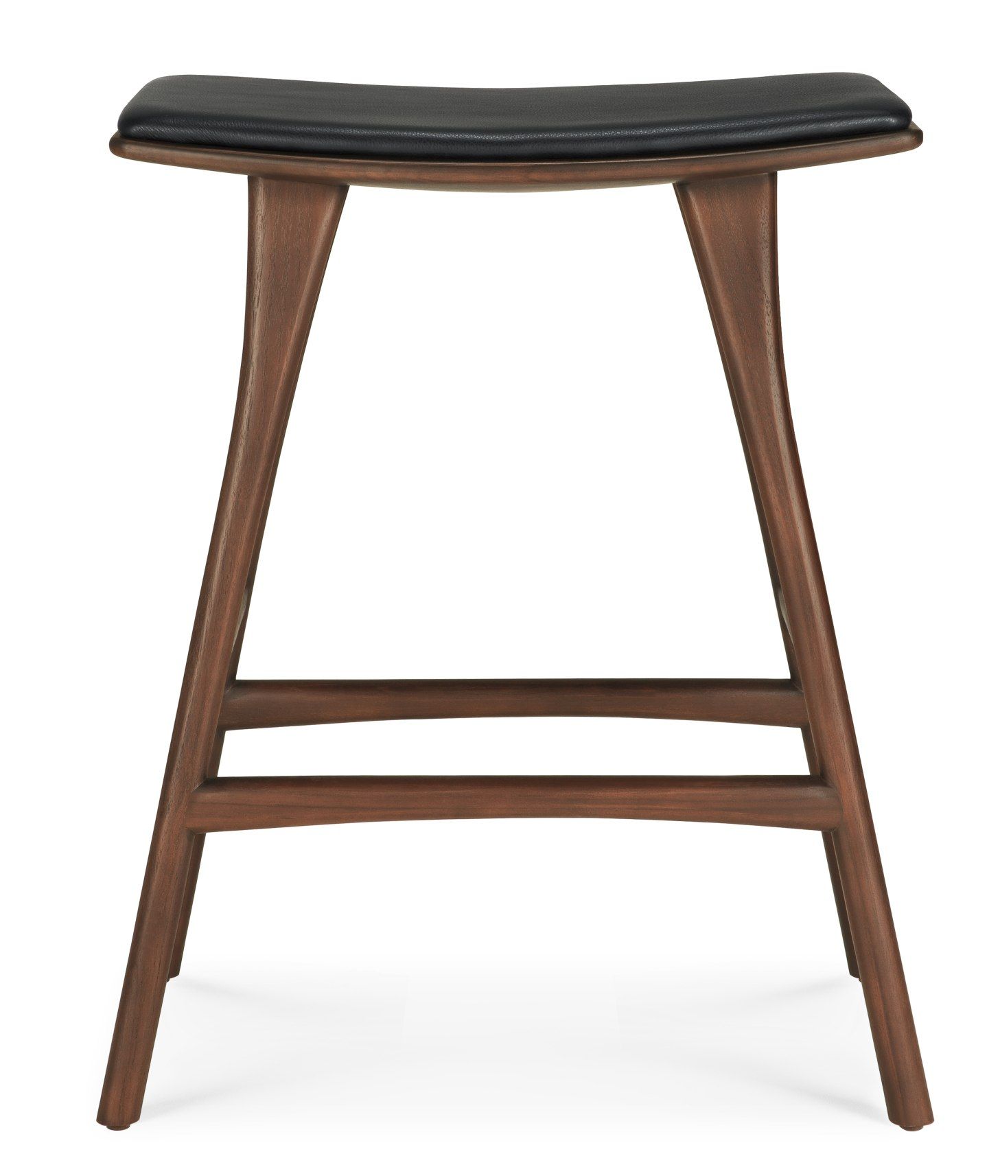 Osso Counter Stool Barhocker mit Sitzpolster Leder Schwarz Ethnicraft