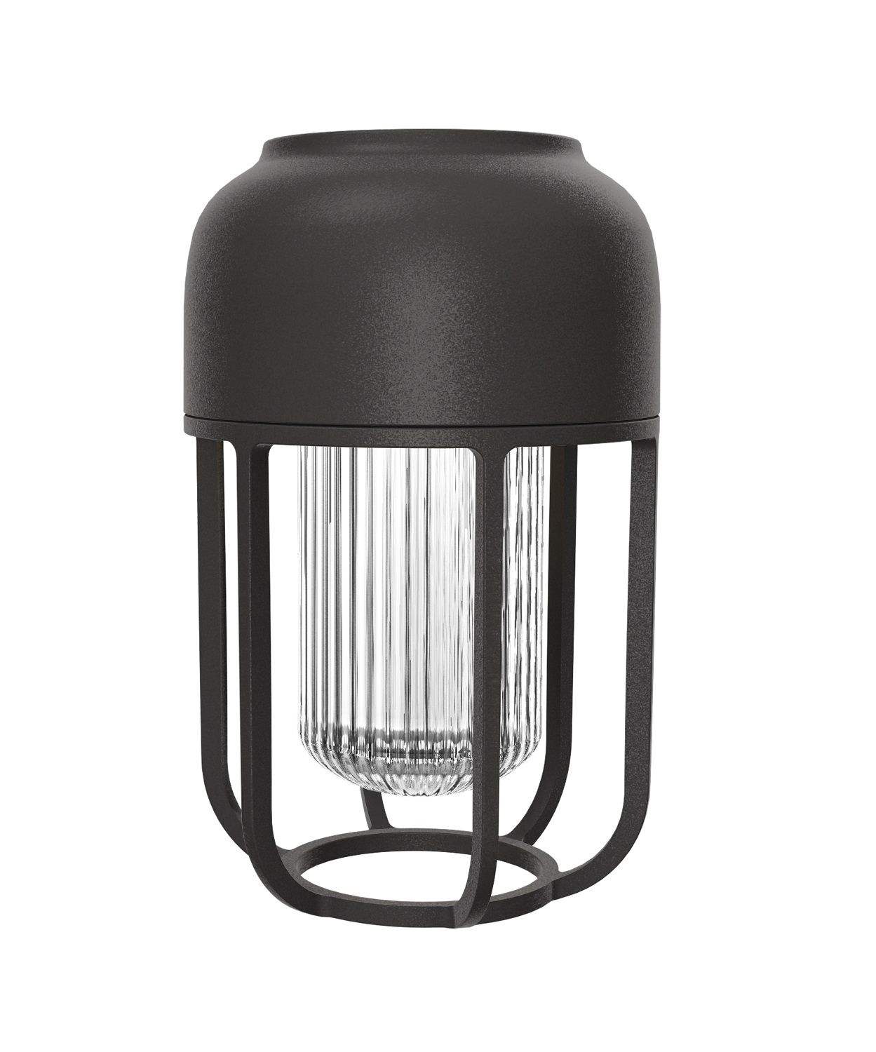 LIGHT No.1 Solar-powered lamp Indoor/Outdoor Akkuleuchte Houe Schwarz Schwarze Houe LIGHT No.1 Solarleuchte für Innen und Außen mit geriffeltem Glas.