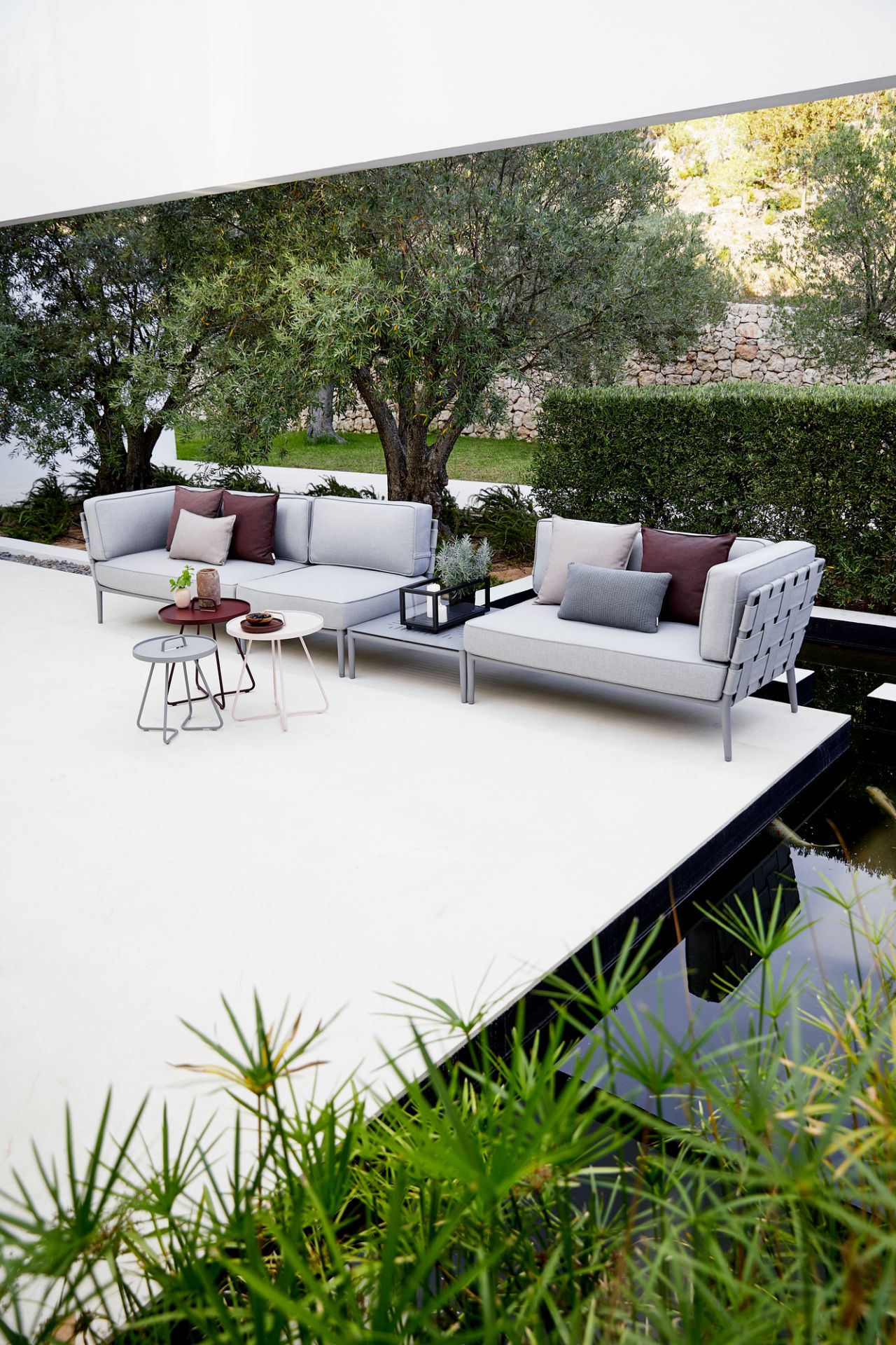 Conic AirTouch Outdoor 2-Sitzer Modulsofa links hellgrau Cane-Line