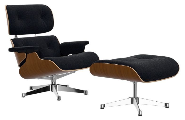 Eames Lounge Chair & Ottoman Sessel NUSSBAUM / NUBIA ANTHRAZIT/SCHWARZ Vitra EINZELSTÜCK