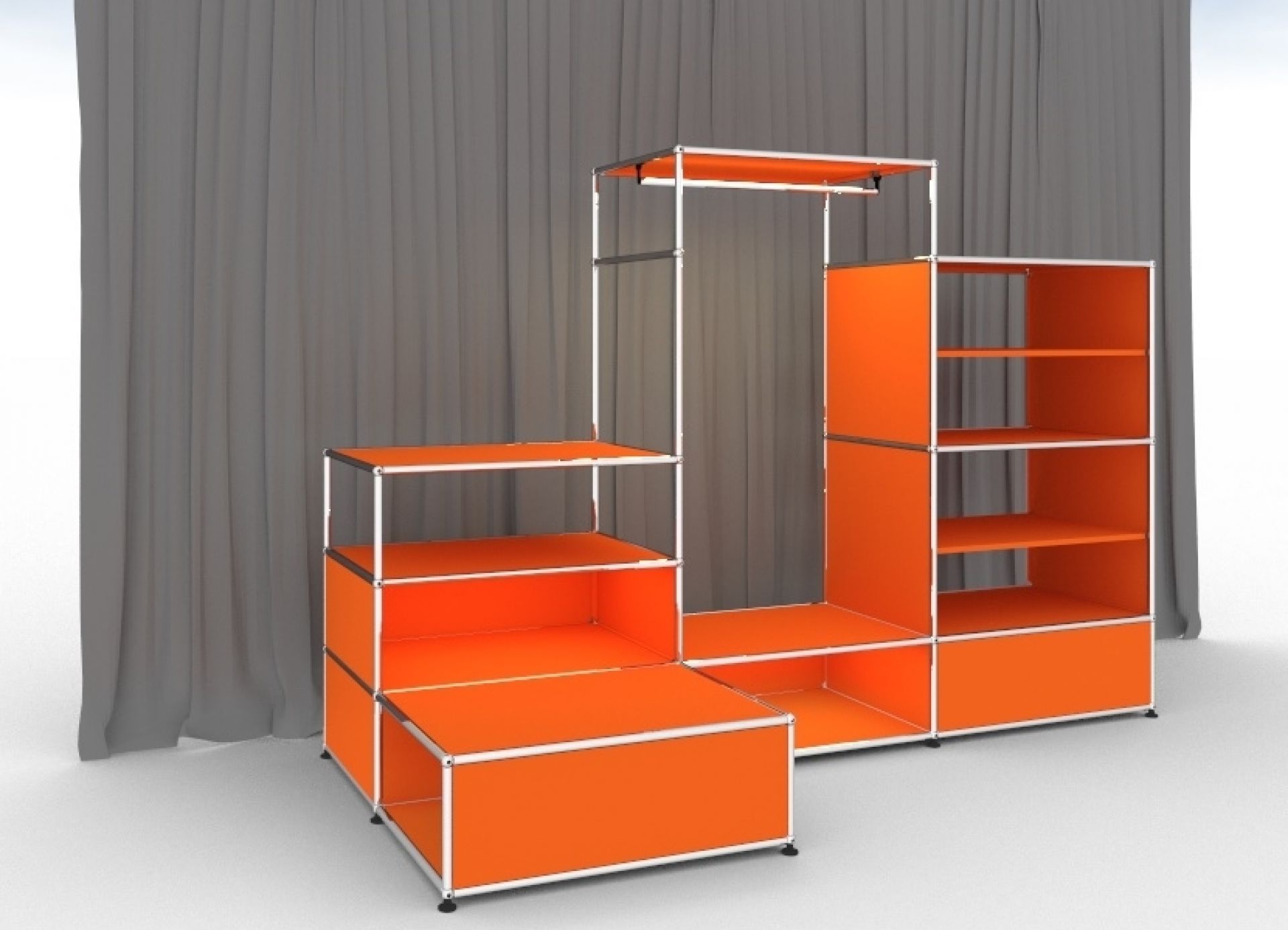 E Garderobe beleuchtet reinorange USM Haller