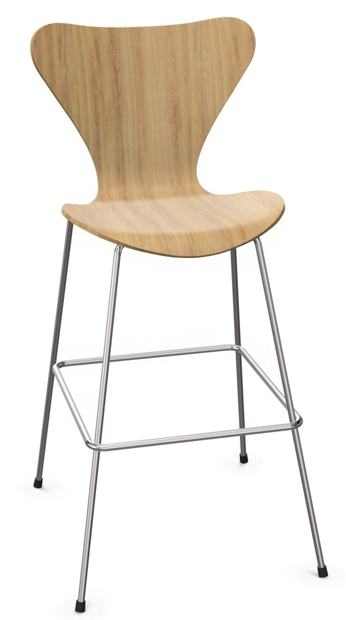 Siebener Barhocker 3197 ungepolstert EICHE Gestell CHROM Fritz Hansen EINZELSTÜCKE