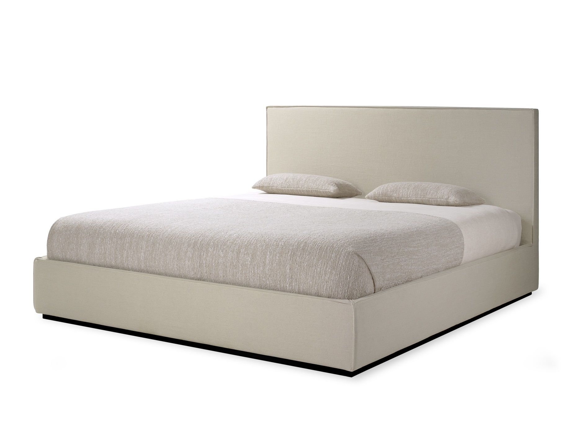 Revive Bett mit abnehmbarem Bezug von Ethnicraft, Stoffbezug in Beige, inklusive Kissen.