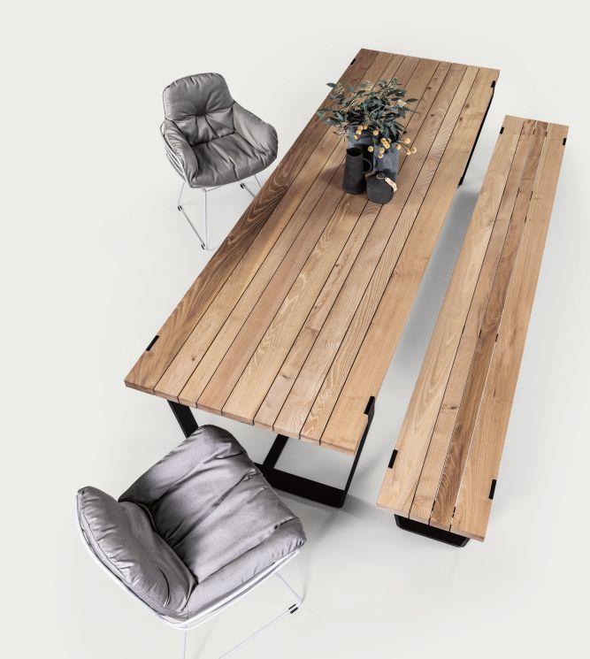 BB 12 Clamp Outdoor Bank Akazie gebürstet geölt Janua 