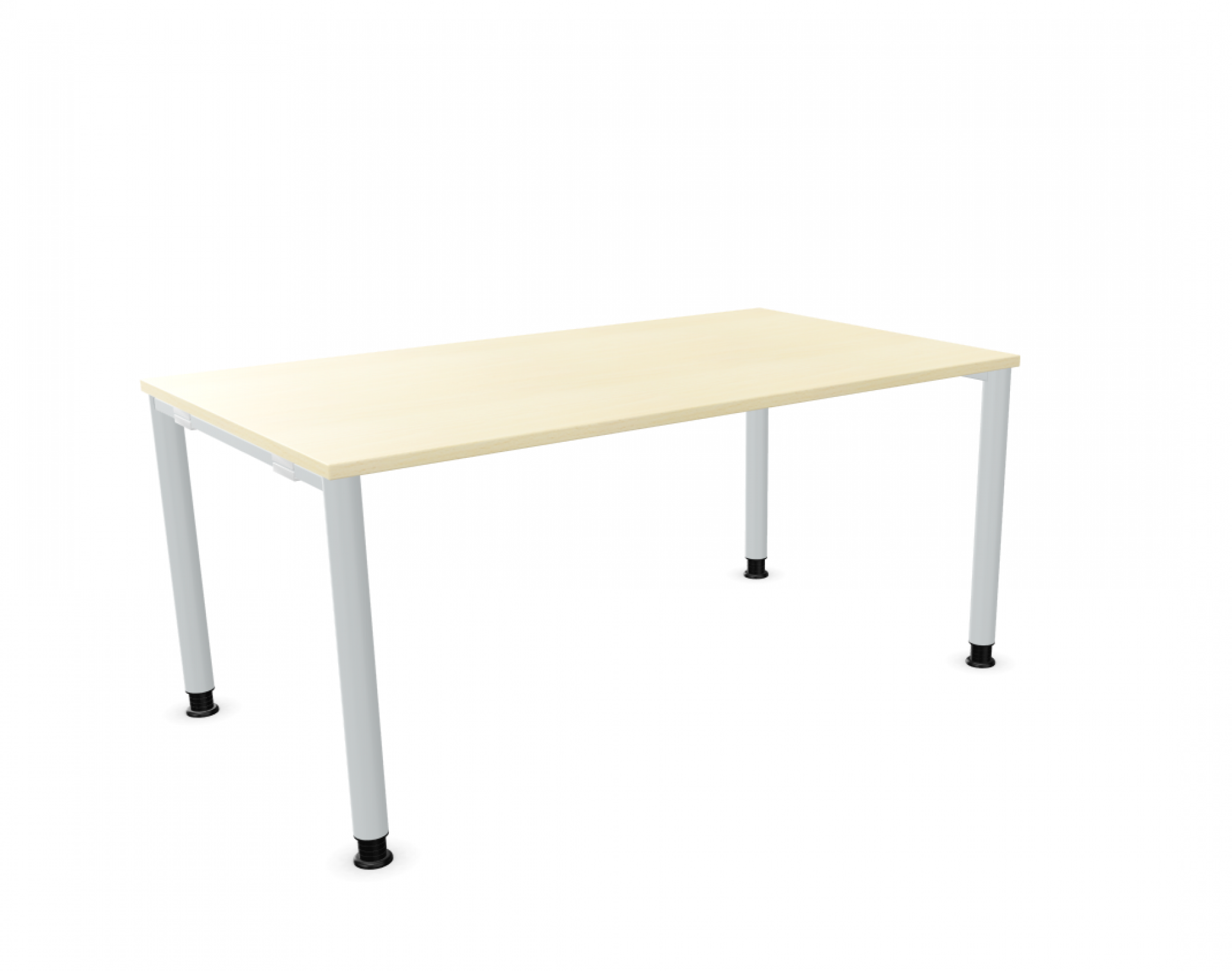 Systo Tec Schreibtisch von Palmberg, höhenverstellbar, mit heller Tischplatte und silberfarbenem Gestell. Büromöbel für ergonomisches Arbeiten.