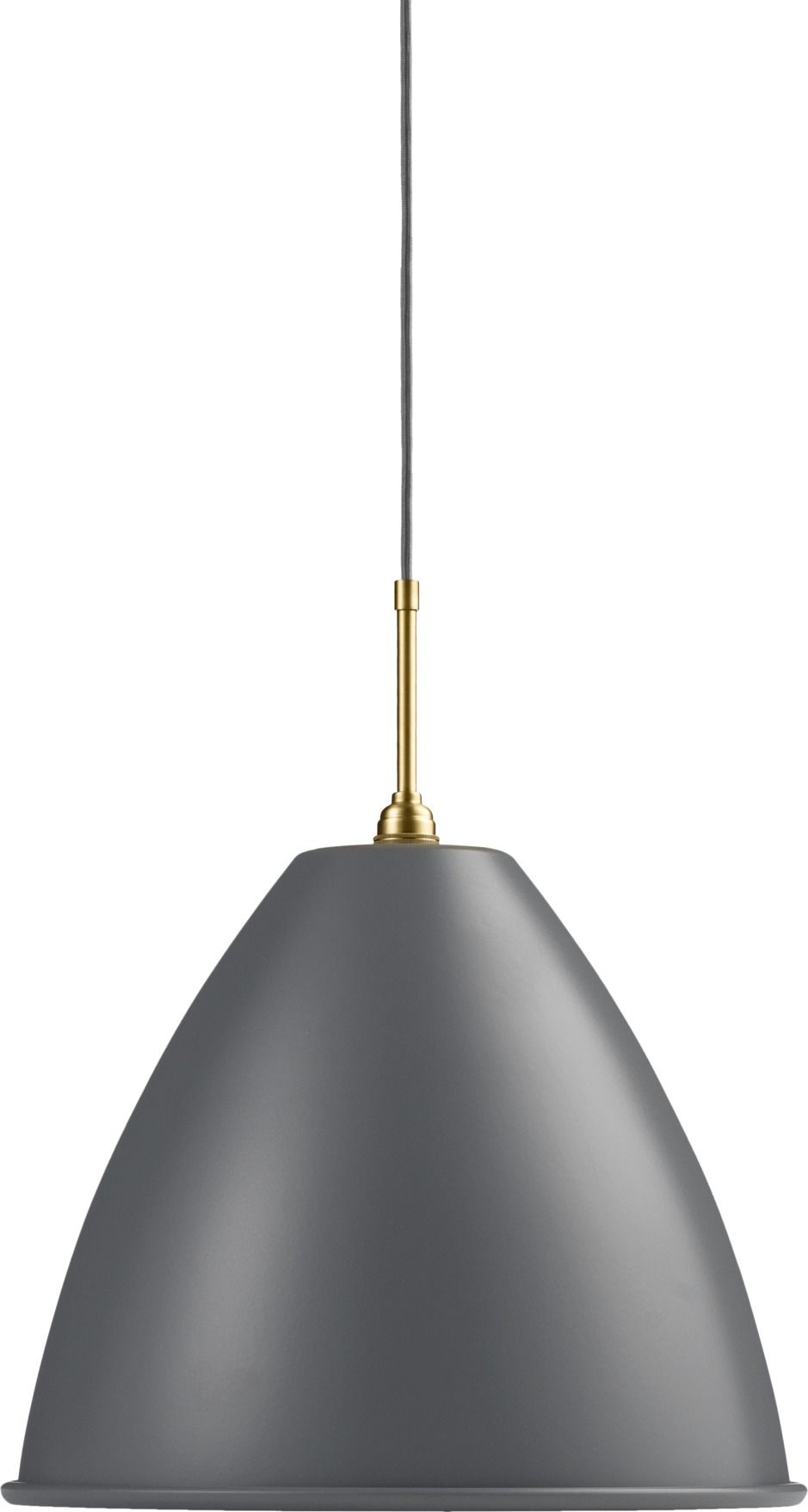 Bestlite Pendelleuchte BL9 in Grau mit Messingdetails von Gubi. Moderne Hängelampe für Wohnraum und Büro.