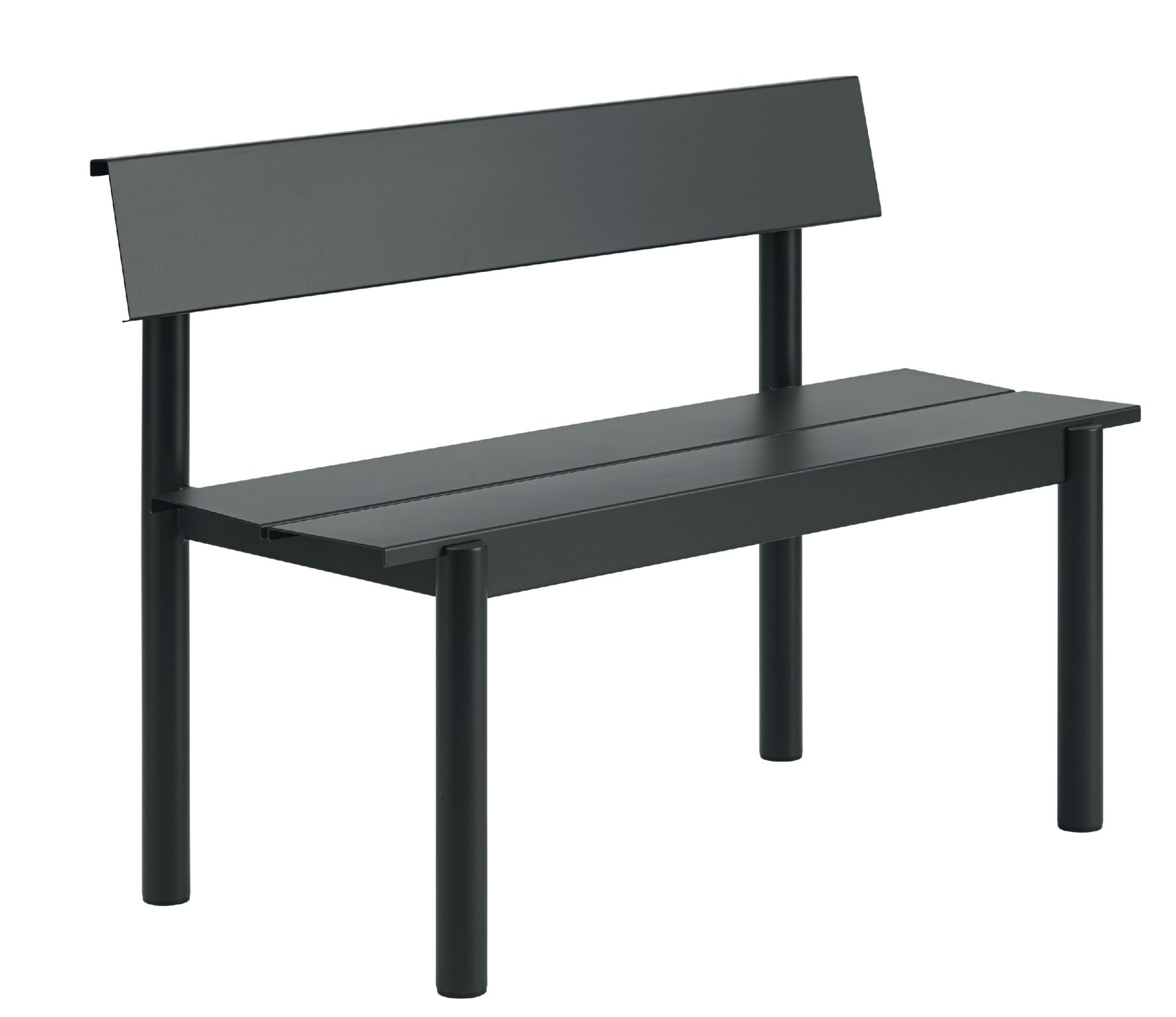 Linear Steel Bench Outdoor Bank mit Rückenlehne 110x34 cm Muuto 