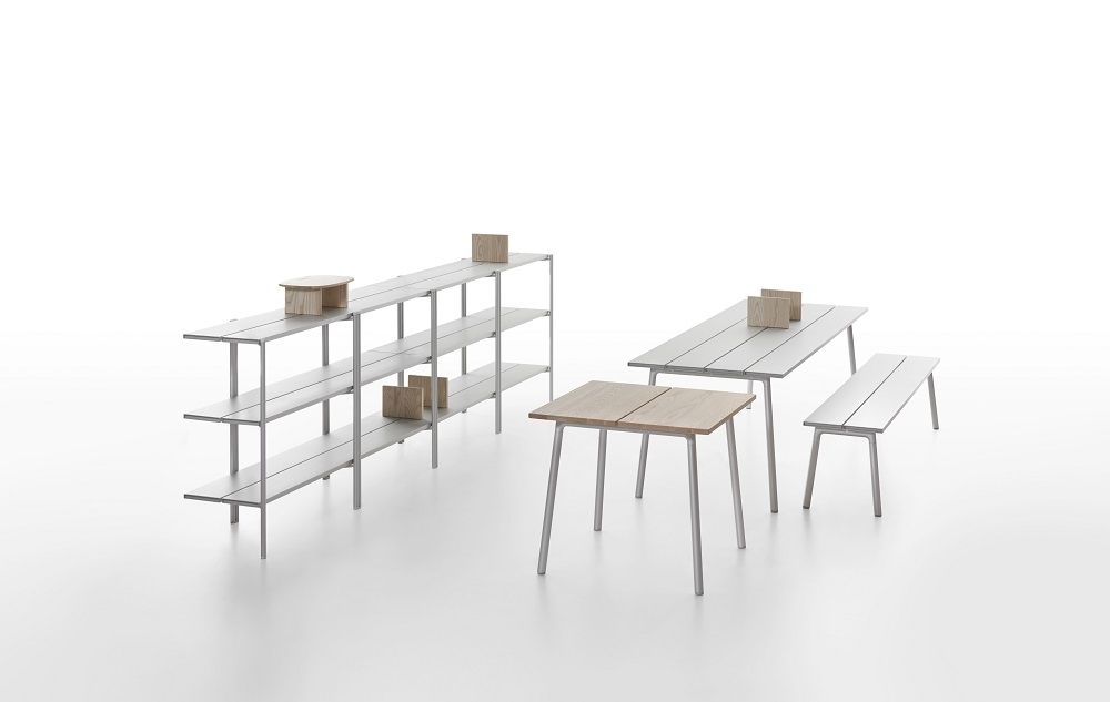 Run Bench 3-Sitzer Bank Emeco Aluminium/Akkoya