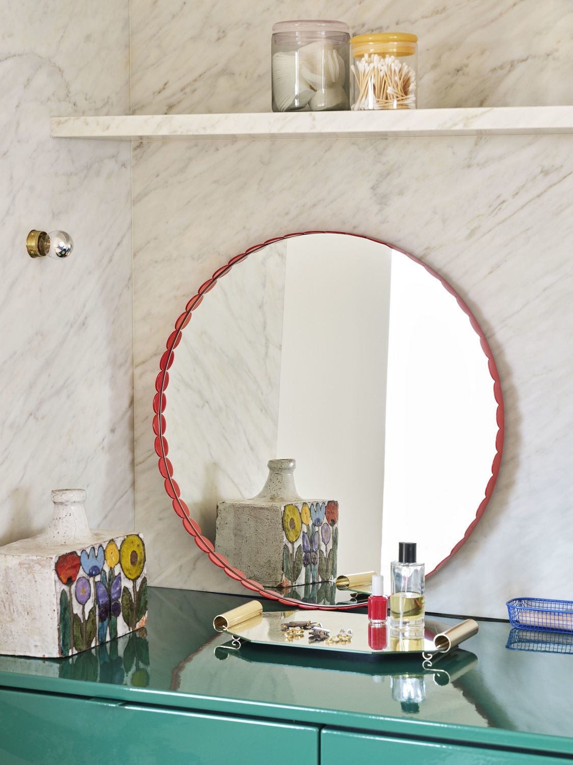 Arcs Mirror Round Red Spiegel Rund Hay