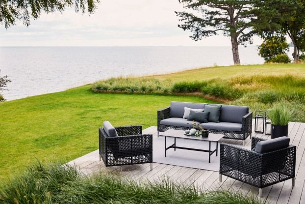 Connect 3 -Sitzer Sofa inklusive Sitzpolster in grau Cane-Line SONDERAKTION