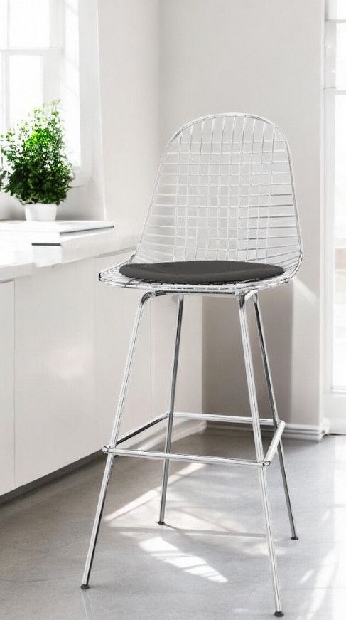 Eames Wire Bar Stool Barhocker Medium mit Sitzpolster Vitra 
