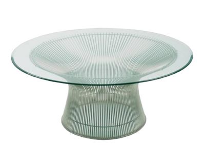 Platner Esstisch Kristallglas / Nickel poliert Knoll International - QUICK SHIP 