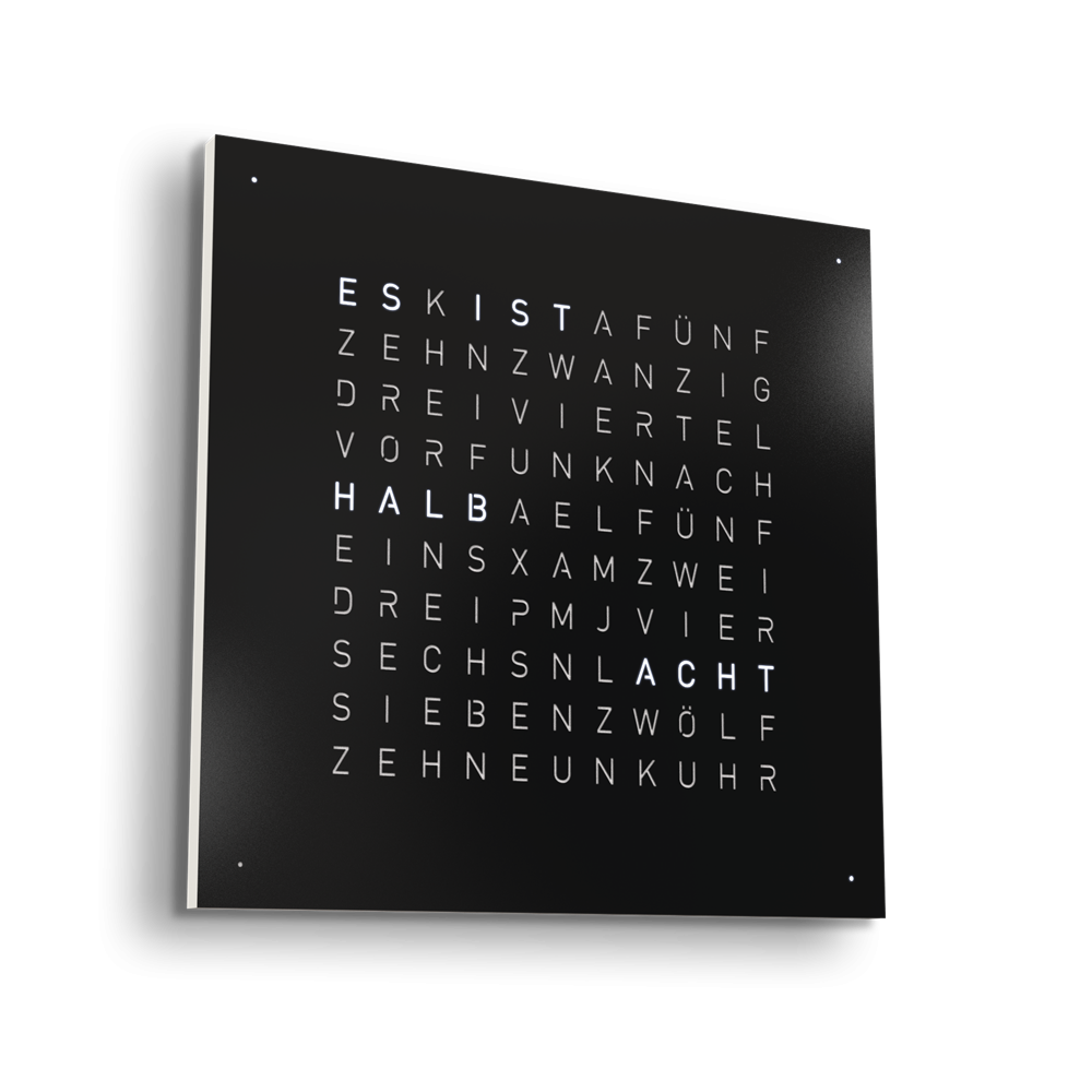 Earth 45 Steel Series Wanduhr / Zeitobjekt Deutsch QLOCKTWO
