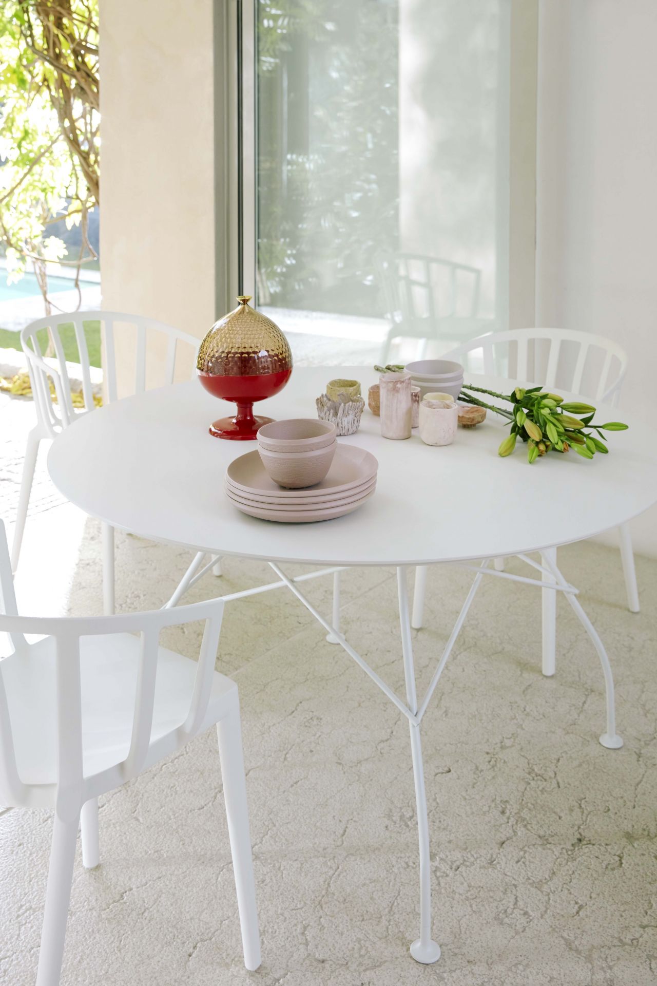 Glossy Tisch marmoriertes Steinzeug Kartell