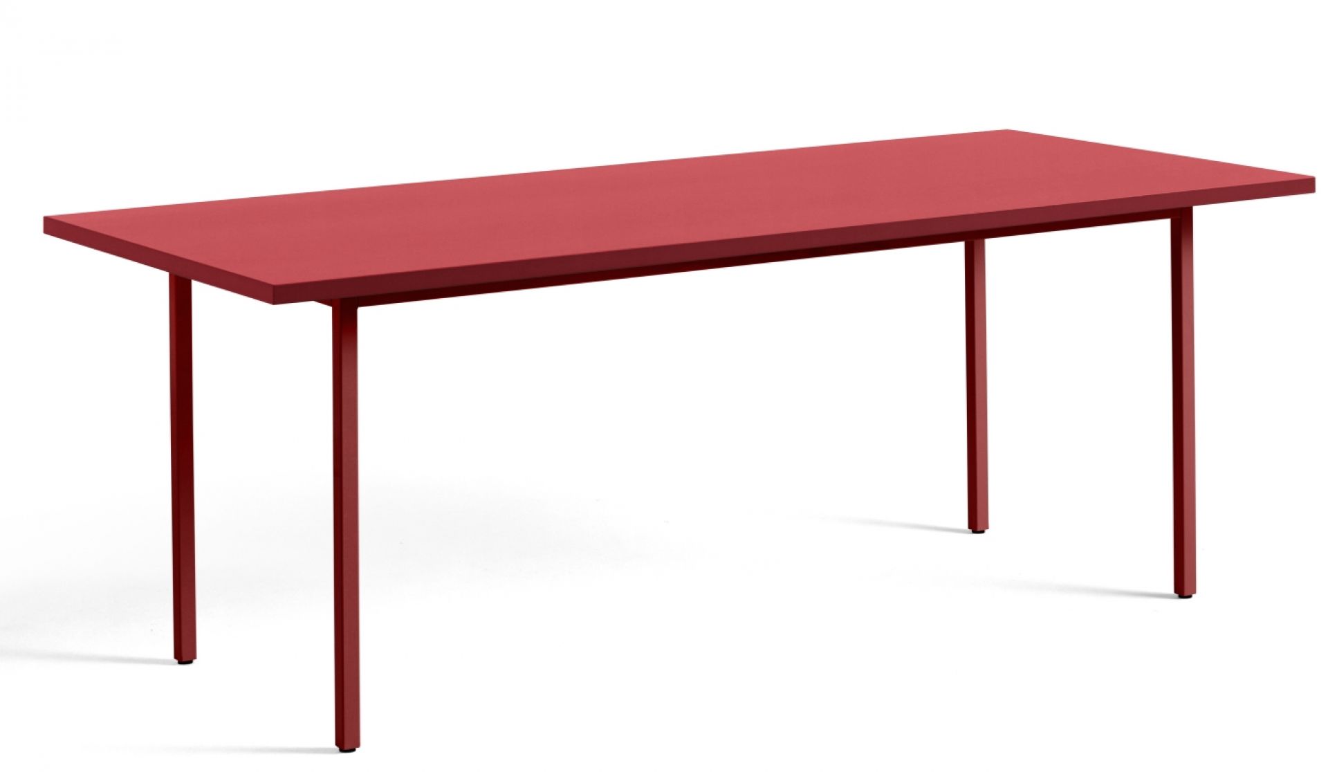 Hay Two Colour Table, Esstisch mit roter Tischplatte und passendem Untergestell, Länge 200 cm.