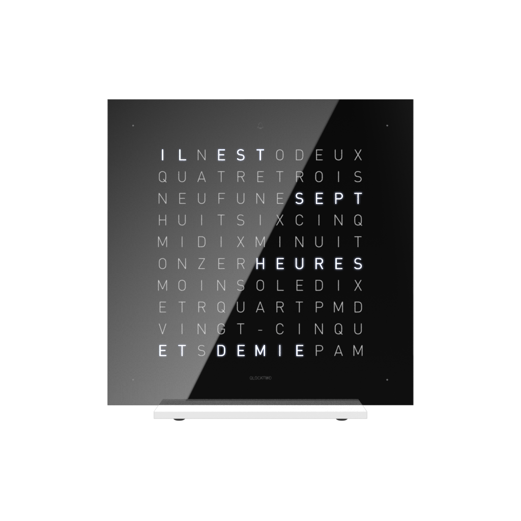 Earth 13.5 Pure Edition Tischuhr / Zeitobjekt Französisch QLOCKTWO