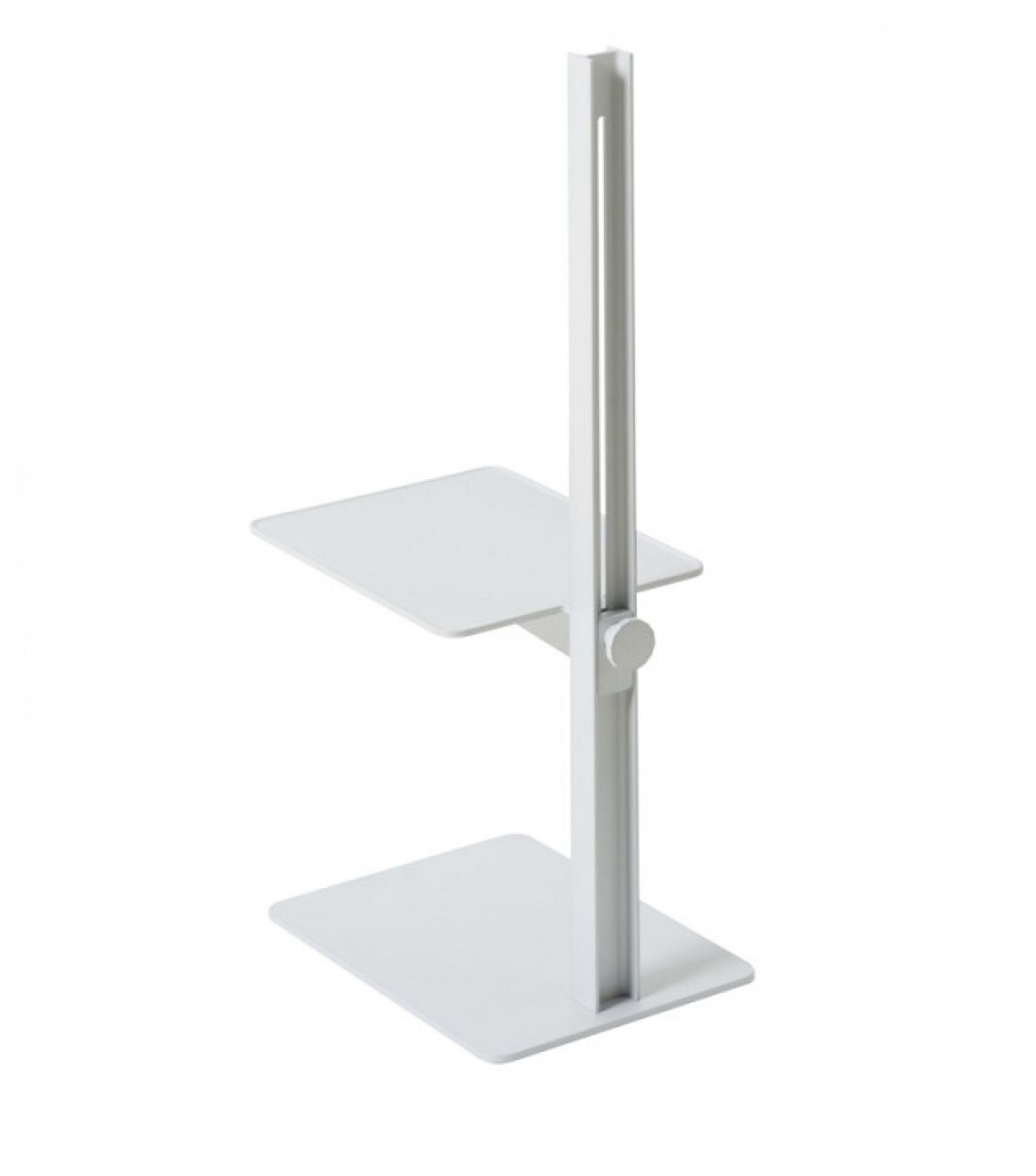 Weißer Museum Sidetable Beistelltisch von String Furniture aus Aluminium, höhenverstellbar, modernes Design.