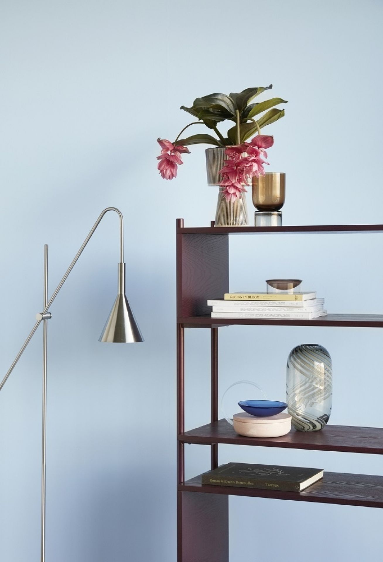 Vase Glas grün/weiß Hübsch Interior EINZELSTÜCK
