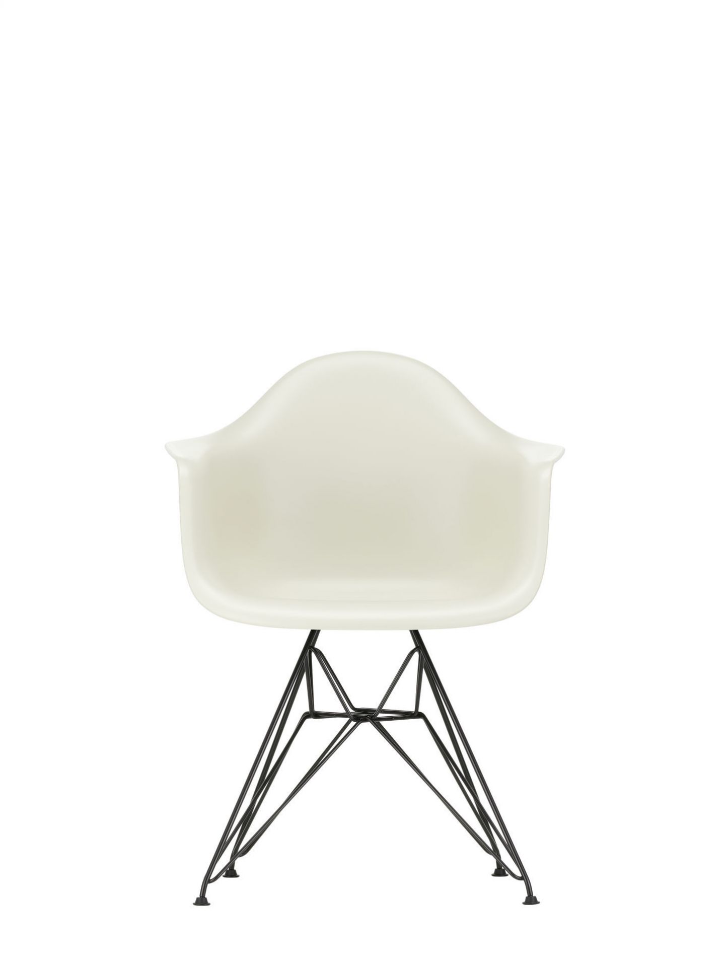 Eames Plastic Arm Chair in Granitgrau mit schwarzem Untergestell von Vitra. Designklassiker Stuhl.