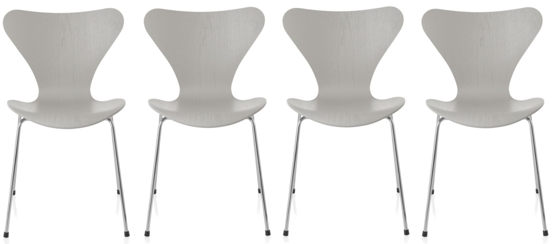 Siebener / Serie Stuhl 3107 Esche 4-er Set Fritz Hansen Nine grey