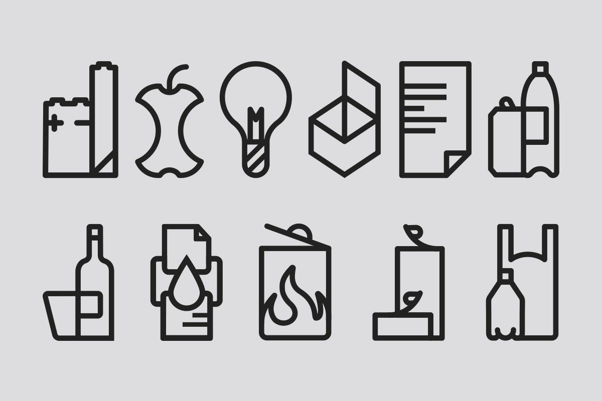 Symbols für Bin Mülleimer / Mülltrennung Mizetto QUICK SHIP