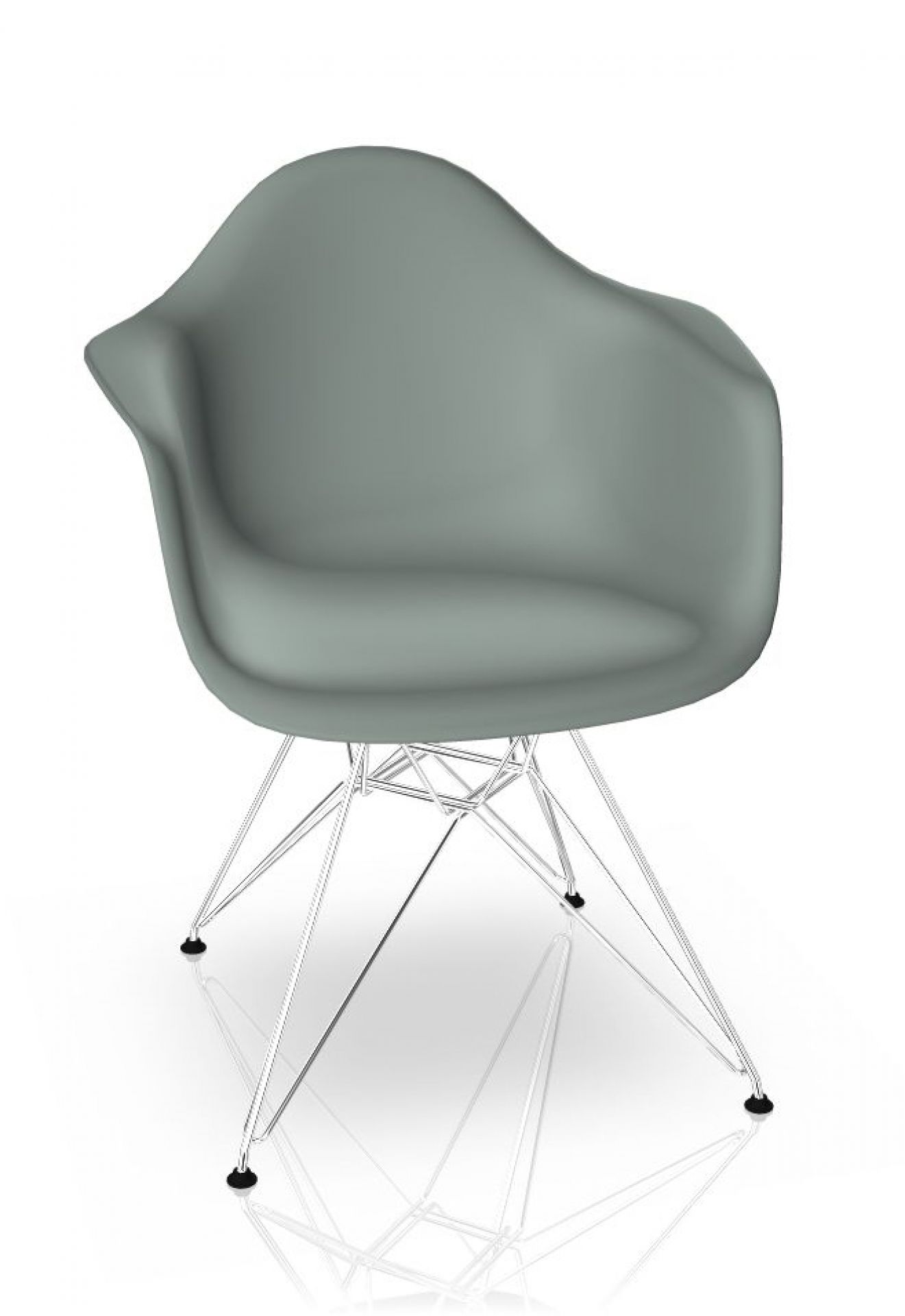Eames Plastic Arm Chair DAR Stuhl Vitra Verchromt - Hellgrau