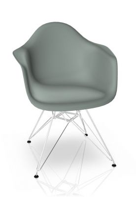 Eames Plastic Arm Chair DAR Stuhl Vitra Verchromt - Hellgrau