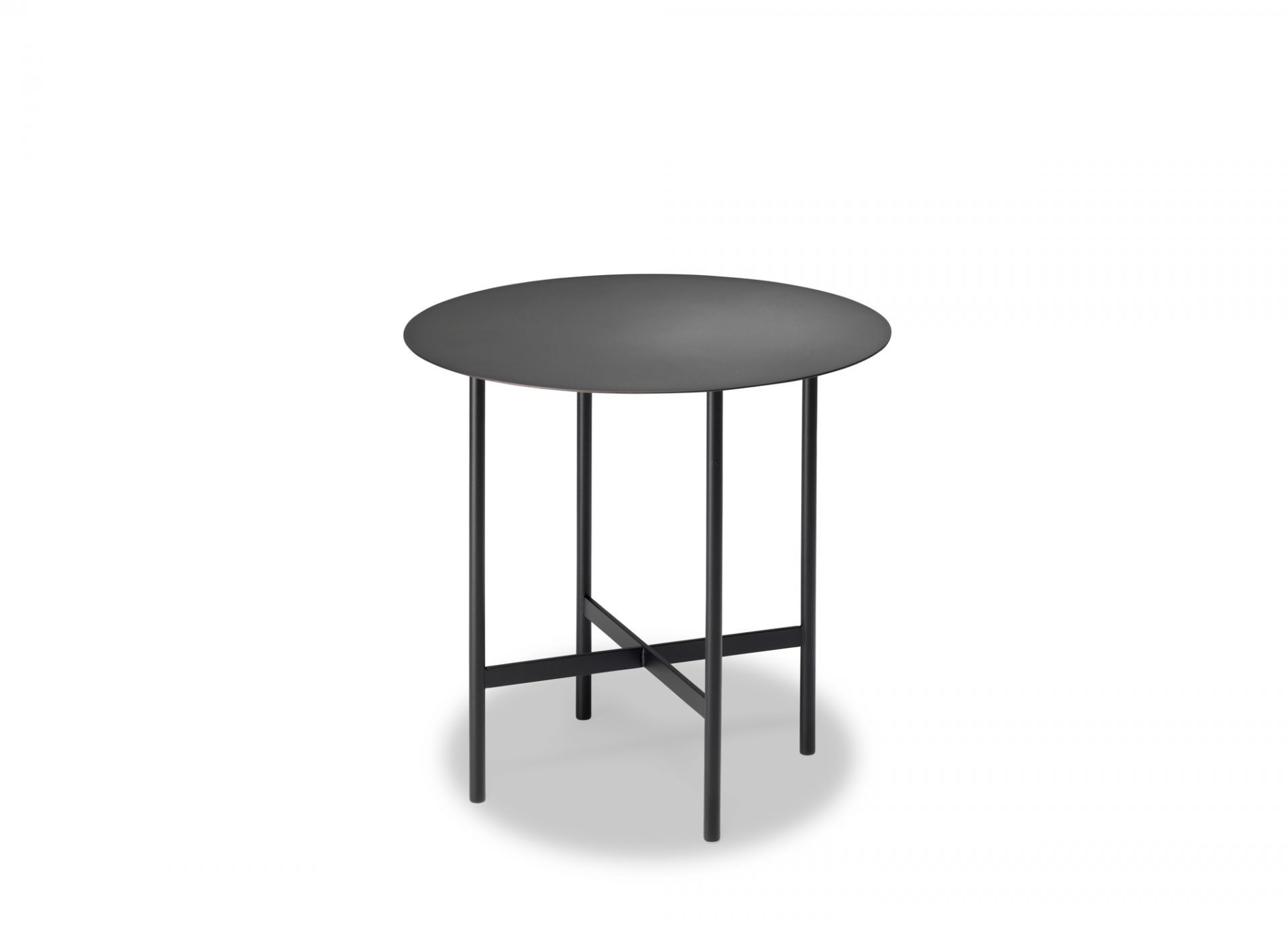 BETA Beistelltisch von Müller Möbelfabrikation, klein, rund, rauchfarben matt, modernes Design.