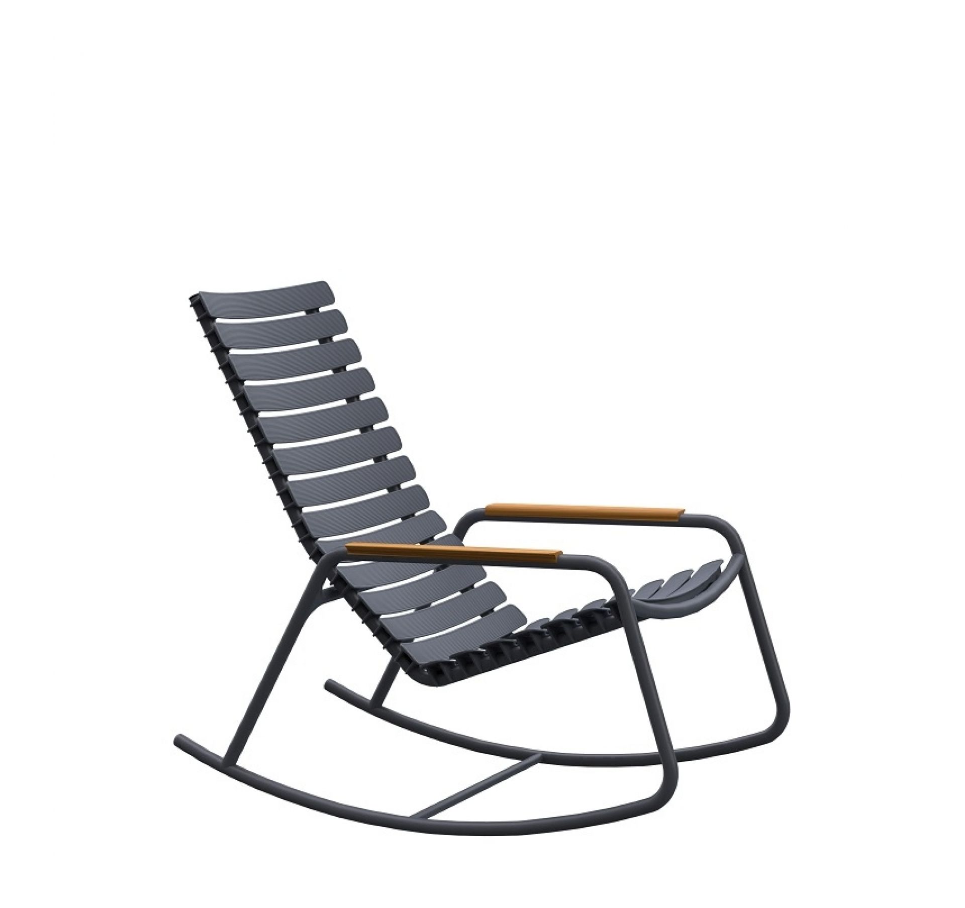 ReClips Outdoor Rocking Chair Schaukelstuhl Houe Bambus​ Armlehnen Grau