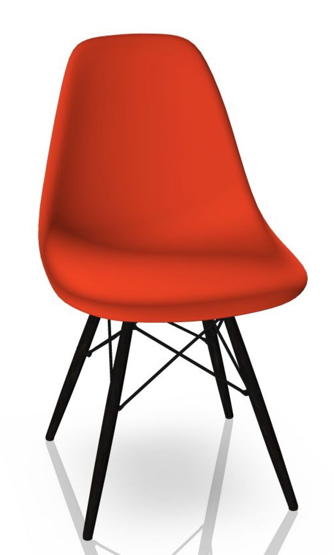 Eames Plastic Side Chair DSW Stuhl Vitra Ahorn schwarz-Poppy red