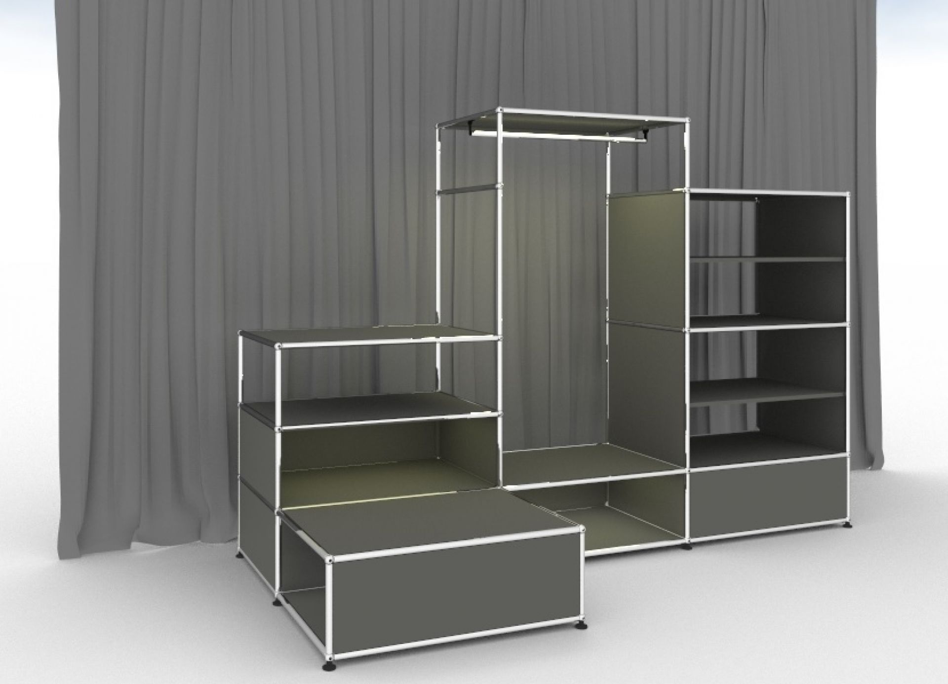 E Garderobe beleuchtet mittelgrau USM Haller